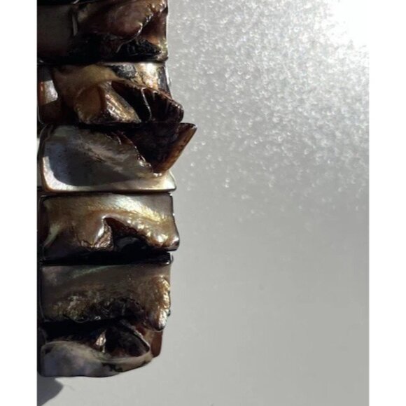 vintage Mother of pearl chunk Stretch Wire Bracelet Natural Boho Western Sz 7.5" - Picture 4 of 10